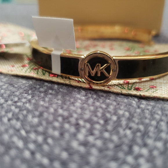 Michael Kors Stainless Steel and Enamel MK Logo Bangle Bracelet for Women - Picture 3 of 11